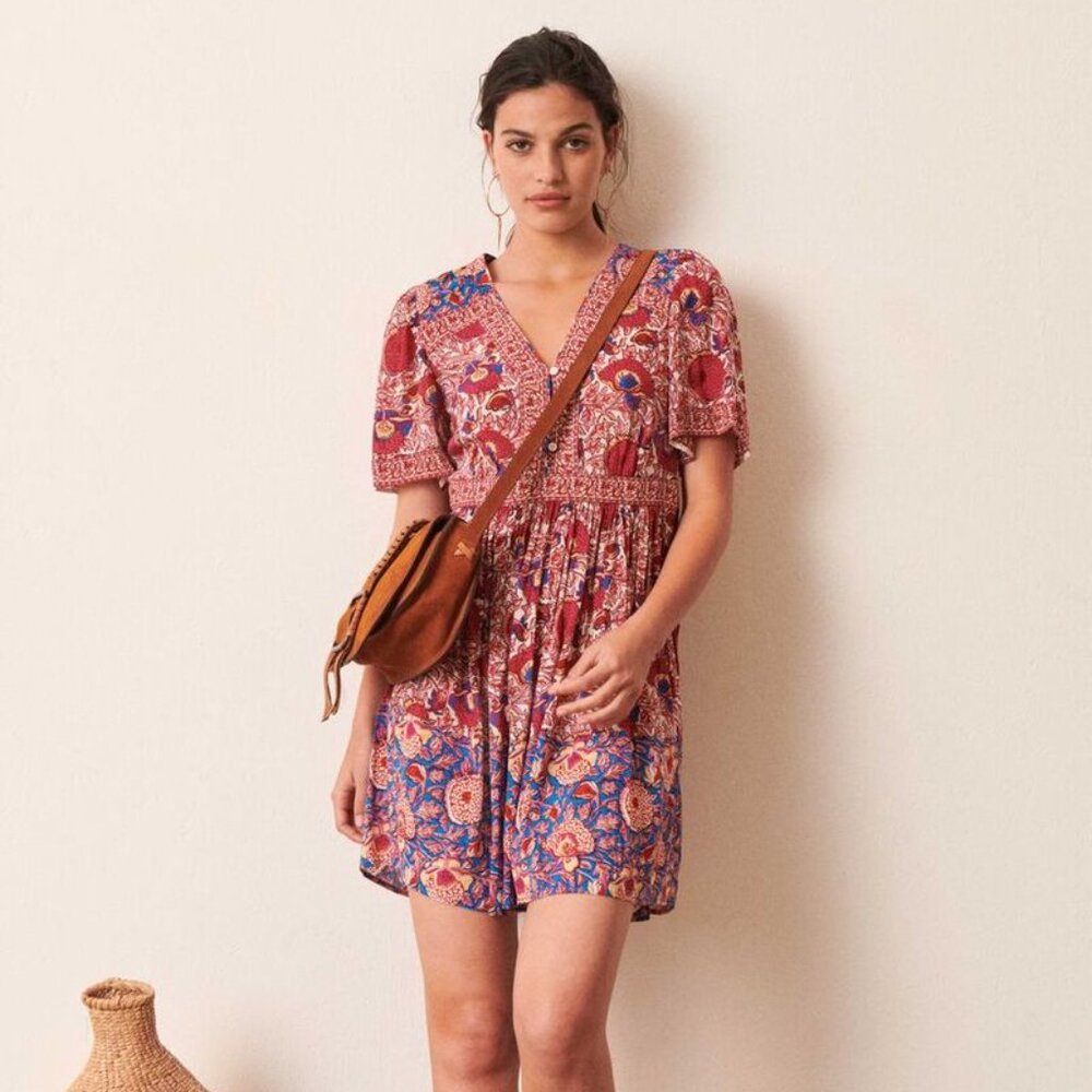BA&SH Valia Fuchsia Printed Dress S